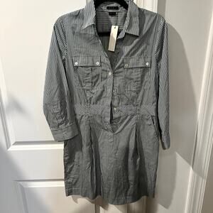 NWT $250 Theory 8 M Striped Popover Shirt Tailored Dress